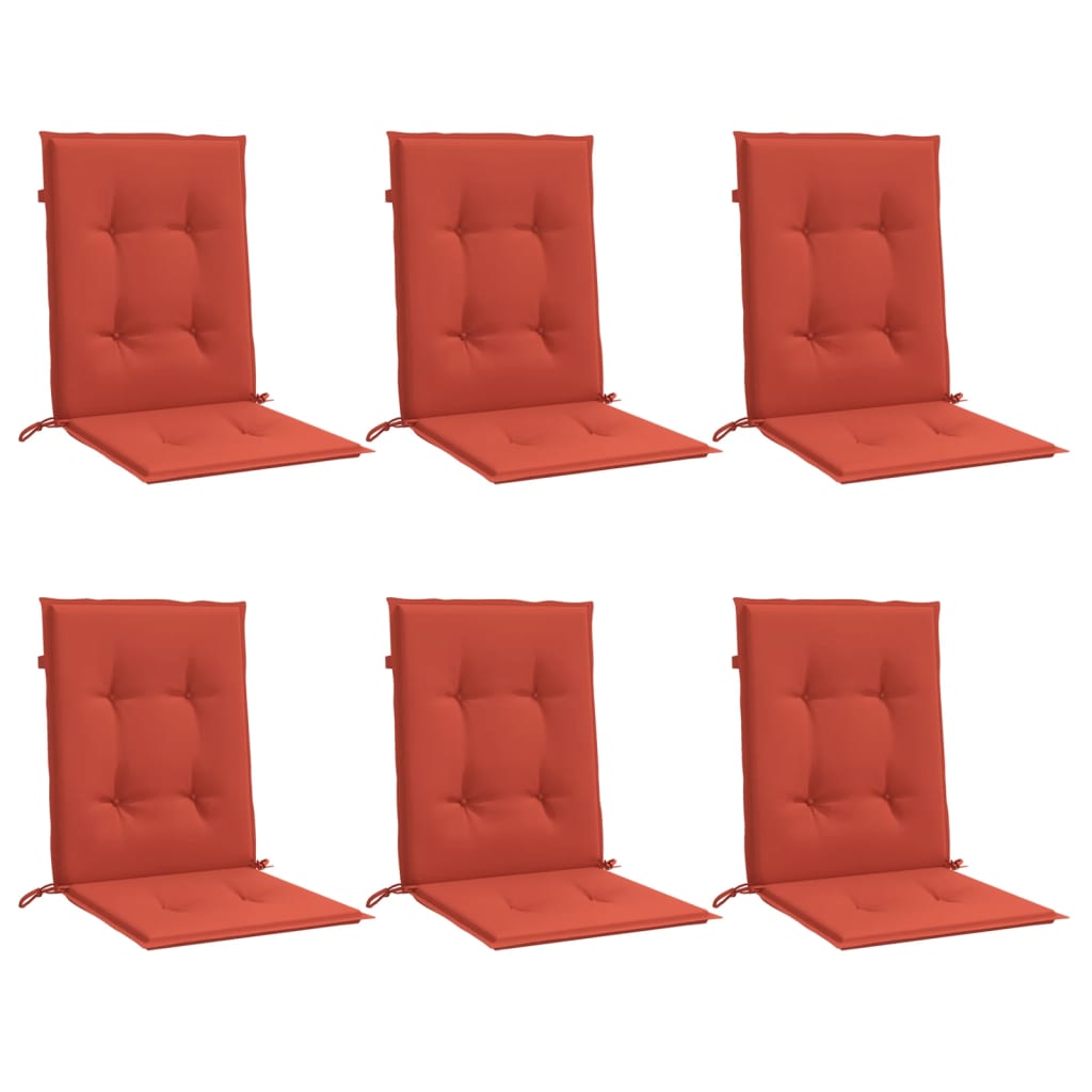 Vidaxl stoelkussens 6 st lage vloerkleed 100x50x4 cm stof gemêleerd rood