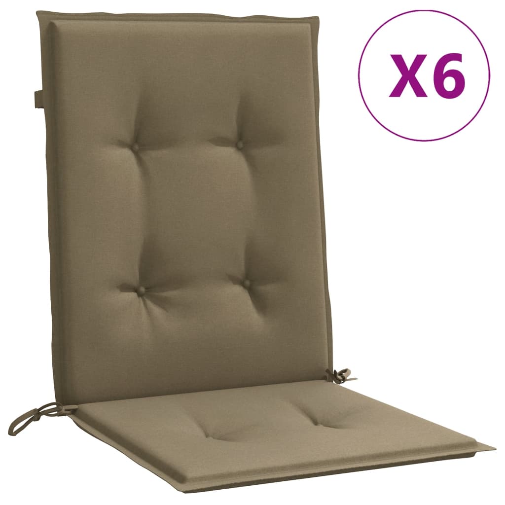 Vidaxl stoelkussens 6 st lage vloerkleed 100x50x4 cm stof gemêleerd taupe