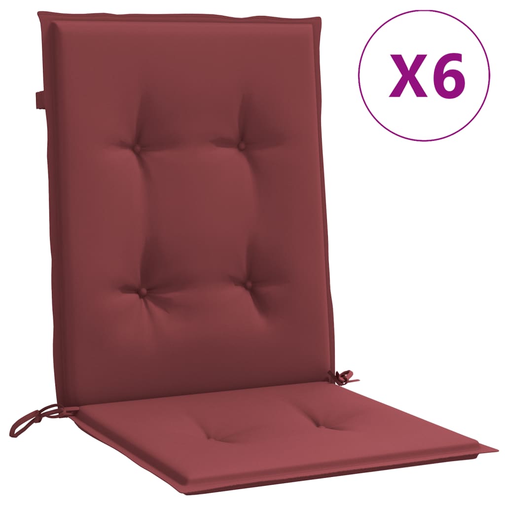 Vidaxl stoelkussens 6 st lage vloerkleed 100x50x4 cm stof gemêleerd wijnrood