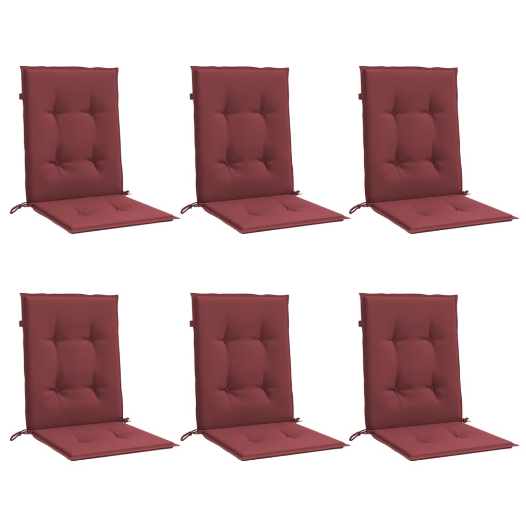 Vidaxl stoelkussens 6 st lage vloerkleed 100x50x4 cm stof gemêleerd wijnrood