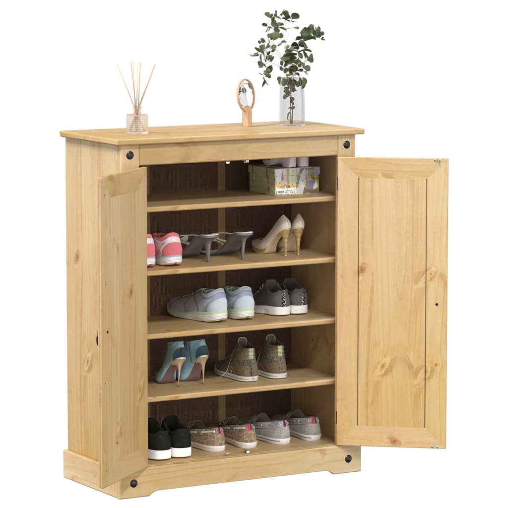 VidaXL Schoenenkast Corona 86x38,5x108 cm massief groenhout