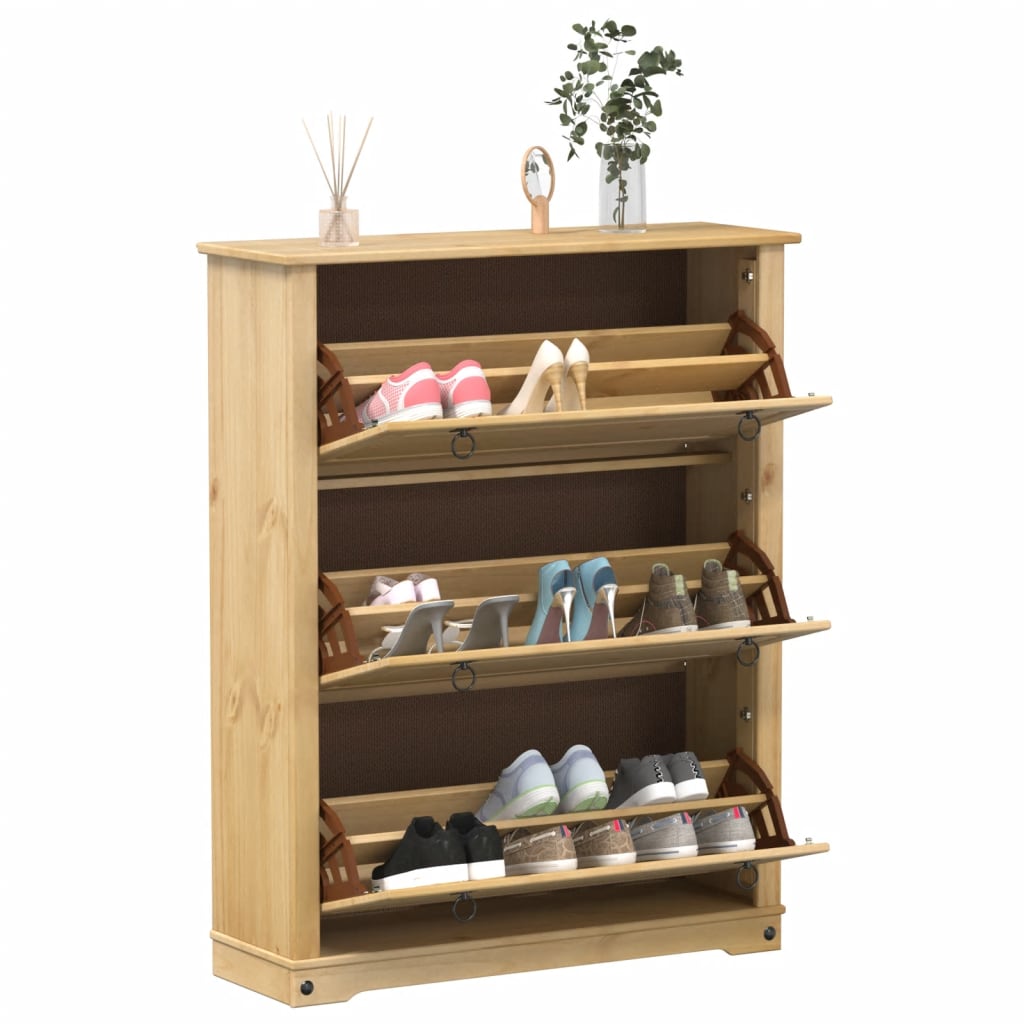 VidaXL Schoenenkast Corona 99x32x124,5 cm massief groenenhout