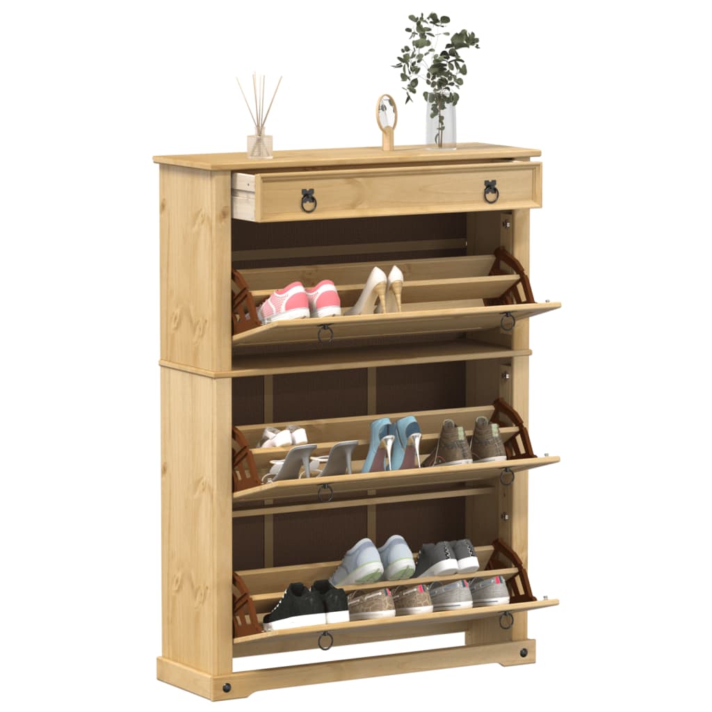 VidaXL Schoenenkast Corona 99x32x138 cm massief groenhout