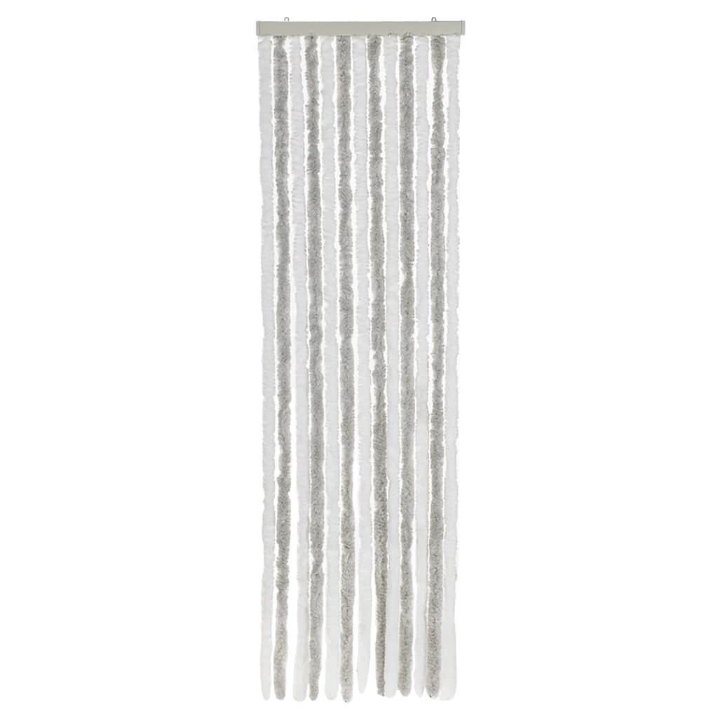 Vidaxl vliegengordijn 56x200 cm chenille lichtgrijs en wit