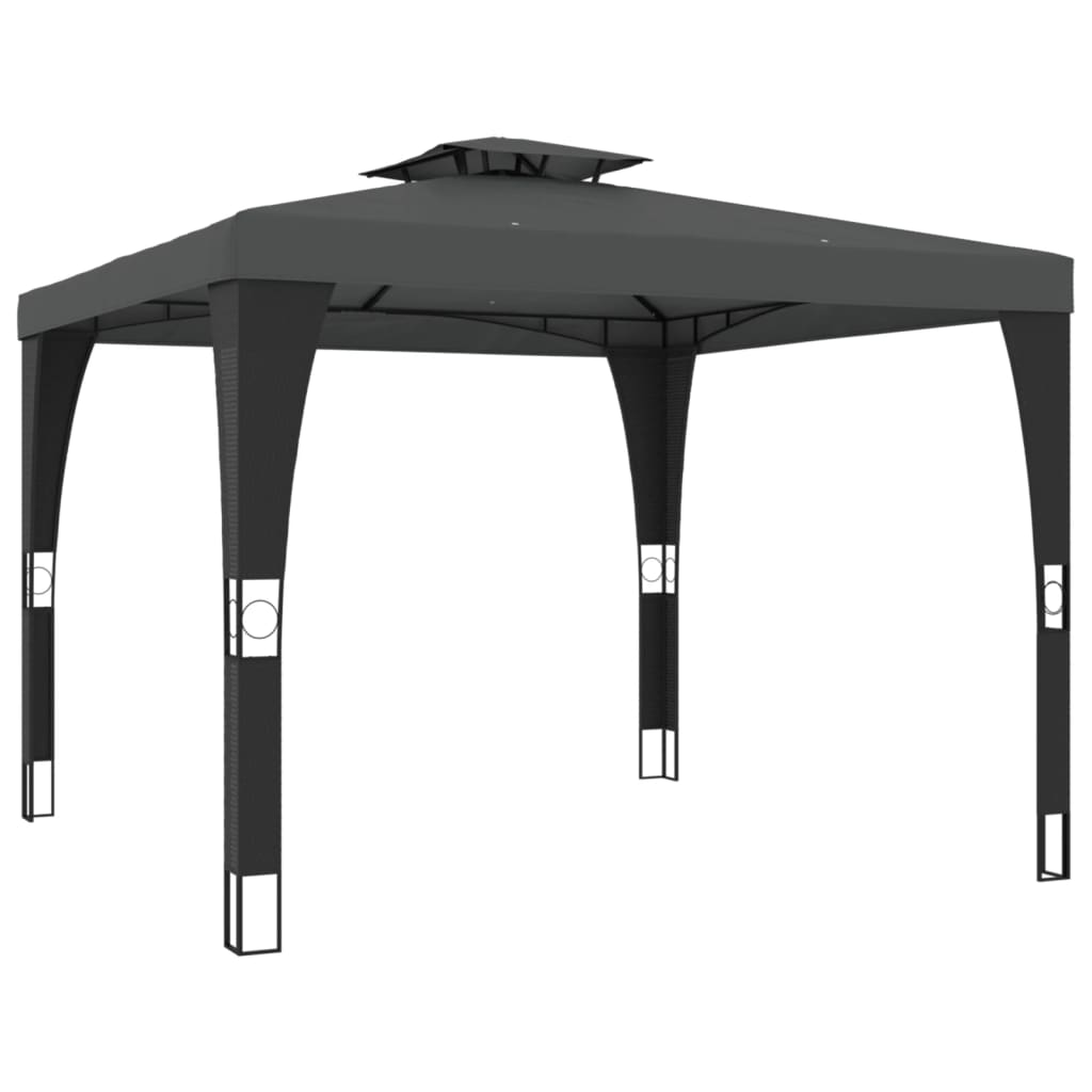 Vidaxl prieel met dubbel dak 2,98x2,98m staal antracietkleurig