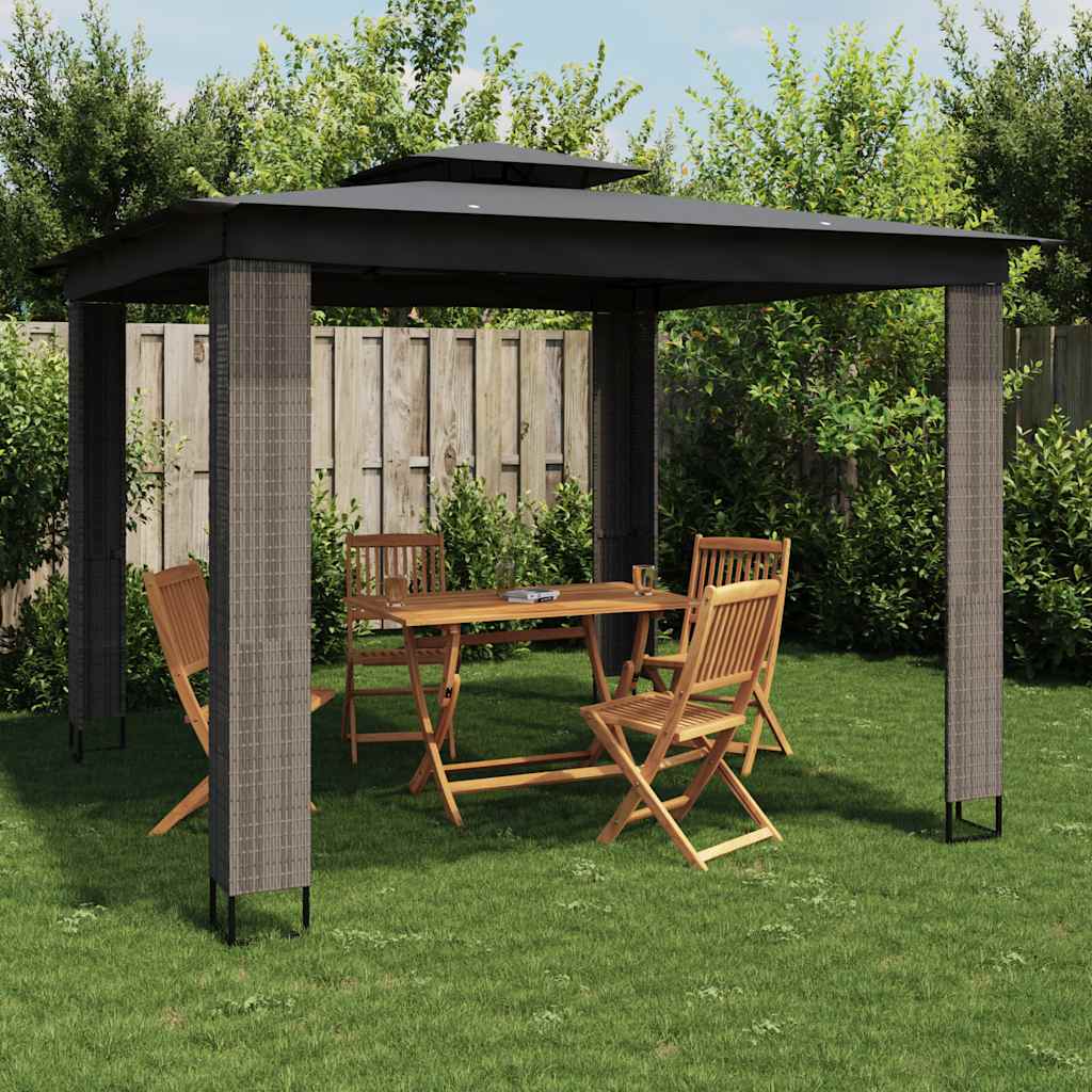 Vidaxl prieel met dubbel dak 2,94x2,94m staal antracietkleurig
