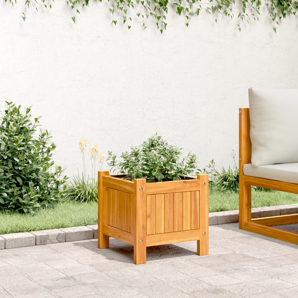 Vidaxl plantenbak met voering 31x31x30 cm massief acaciahout