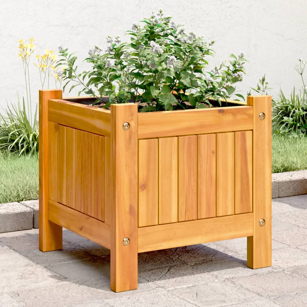 Vidaxl plantenbak met voering 31x31x30 cm massief acaciahout