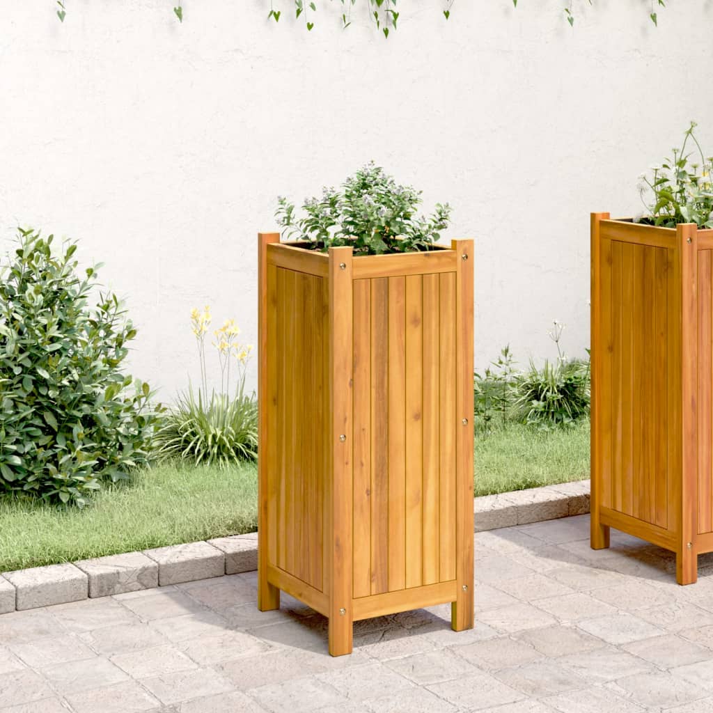 Vidaxl plantenbak met uitvoering 31x31x75 cm massief acaciahout