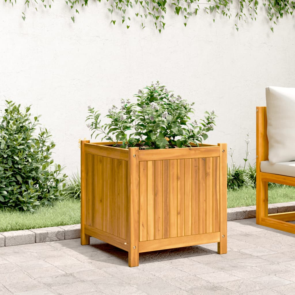 Vidaxl plantenbak met voering 50x50x50 cm massief acaciahout