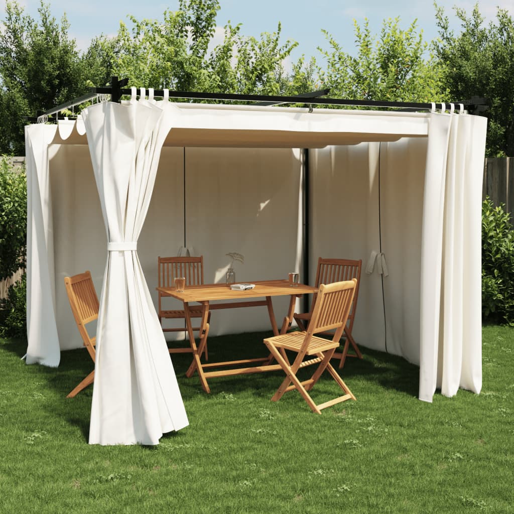 Vidaxl prieel met gordijnen 3x3m staal crèmekleurig