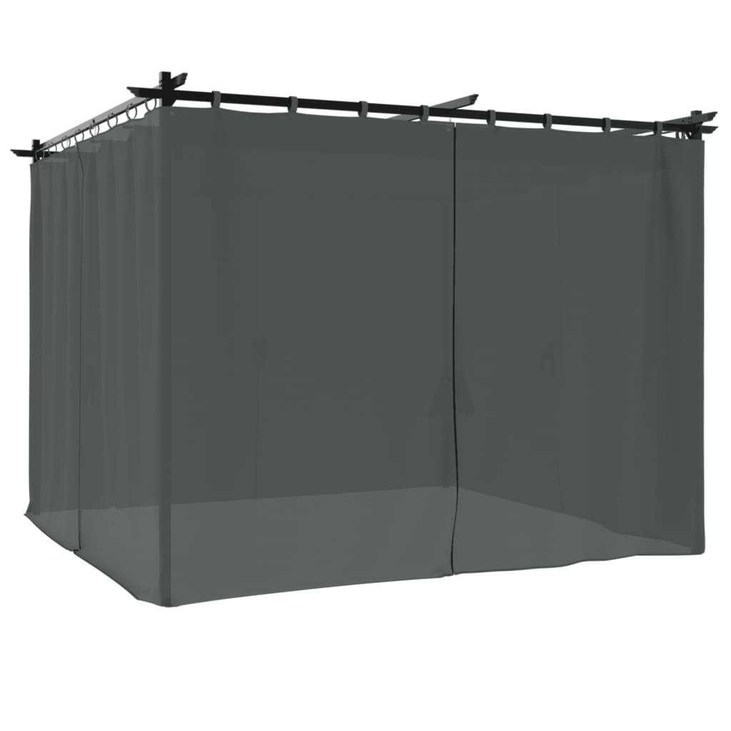 Vidaxl prieel met gordijnen 3x3m staal antracietkleurig