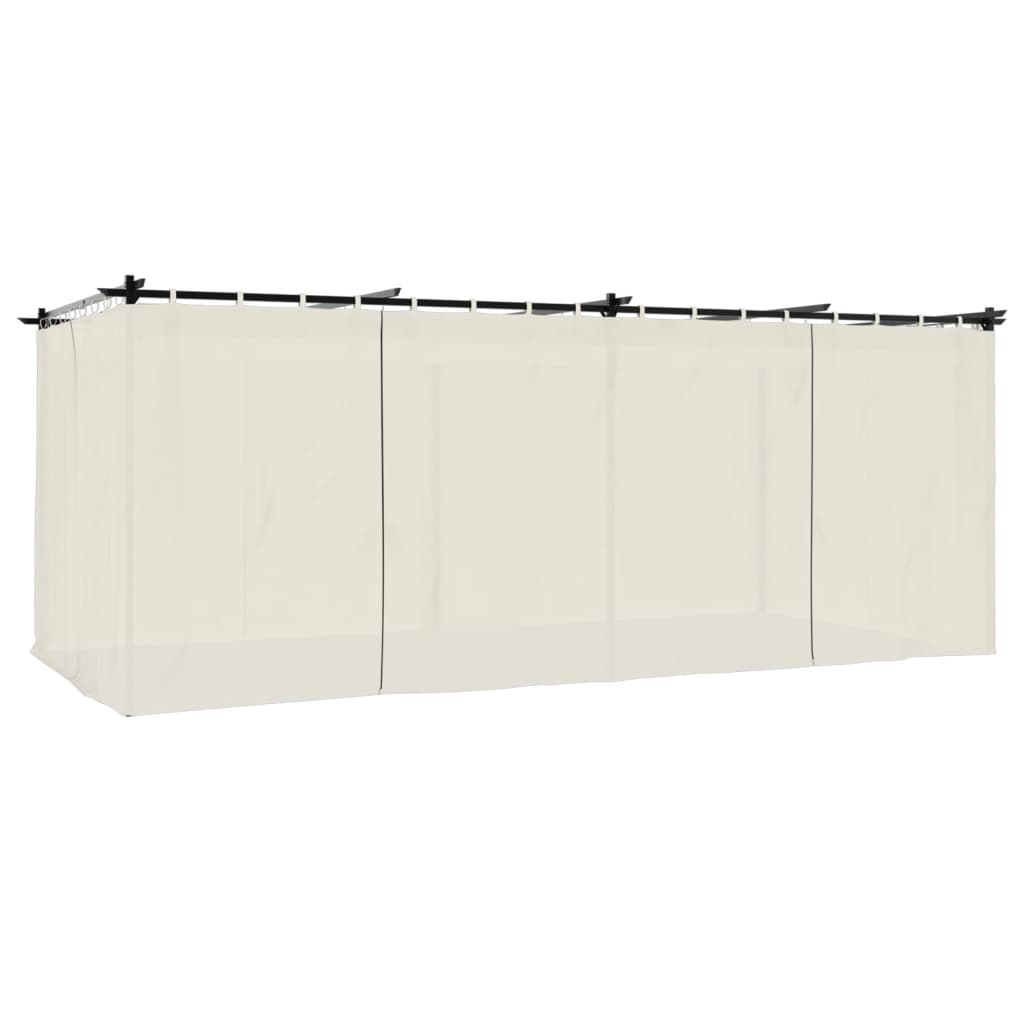 VidaXL Prieel met gordijnen 6x3m staal crèmekleurig