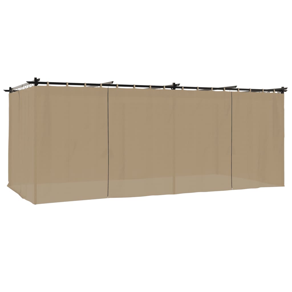 VidaXL Prieel met gordijnen 6x3m staal taupe