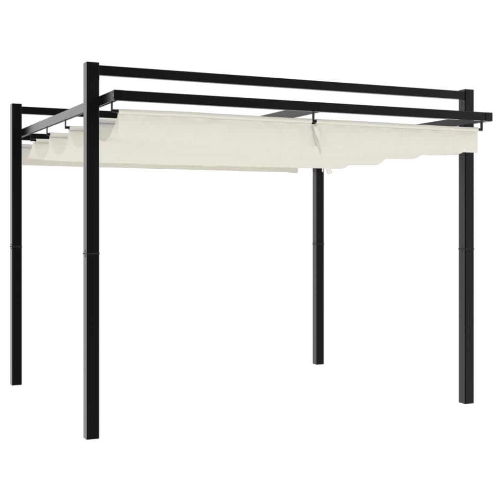 VidaXL Prieel met uittrekbaar dak 3x3m aluminium crèmekleurig