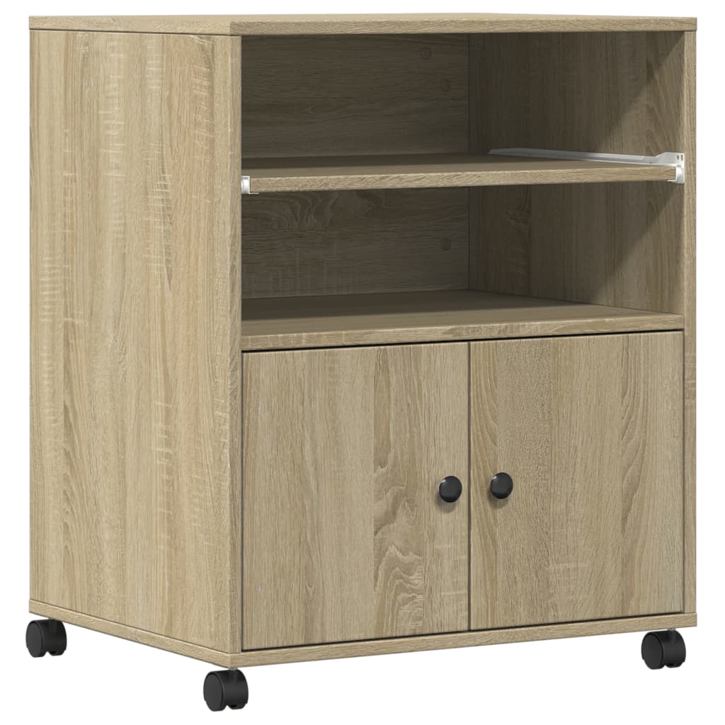Vidaxl printerkastje met wielen 60x48x74 cm sonoma eikenkleurig