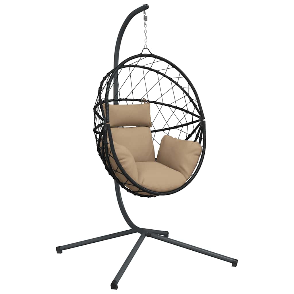 VidaXL Hangstoel met standaard rotan en staal taupe