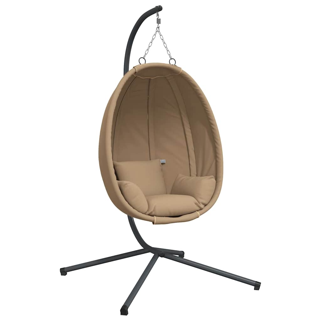 Vidaxl hangstoel met standaard rotan en staal taupe