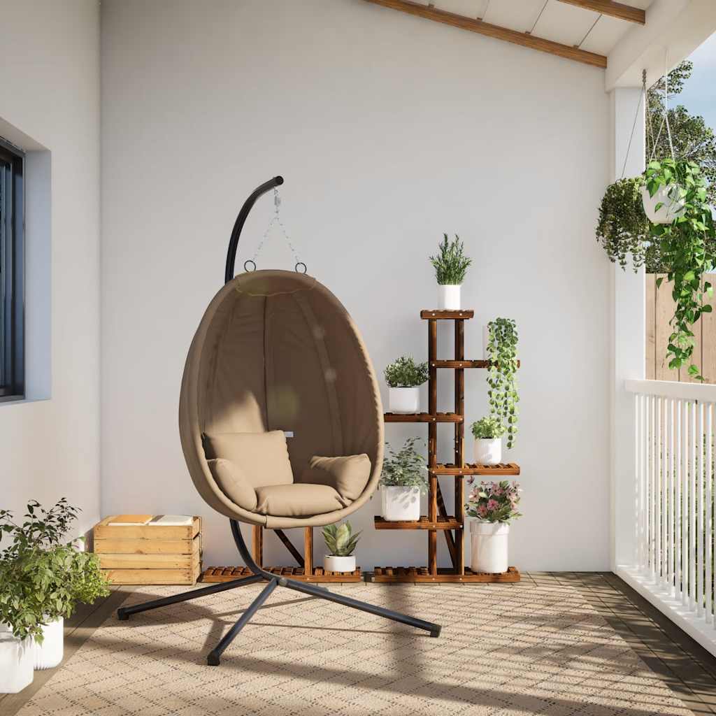 Vidaxl hangstoel met standaard rotan en staal taupe