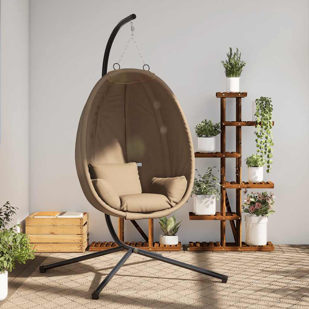 Vidaxl hangstoel met standaard rotan en staal taupe