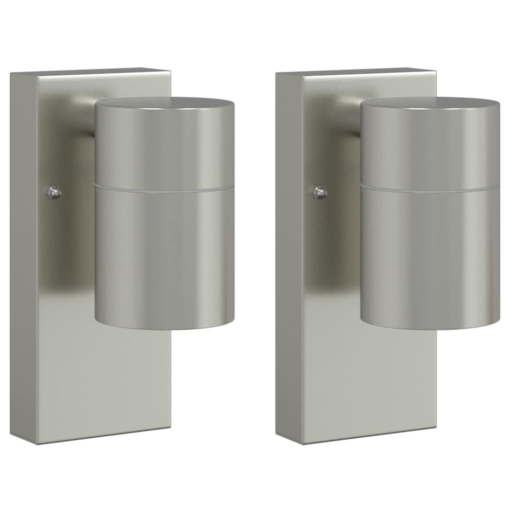 Vidaxl buiten wandlamp 2 st zilver 6,5 x 10,5 x 16 cm rvs en glas