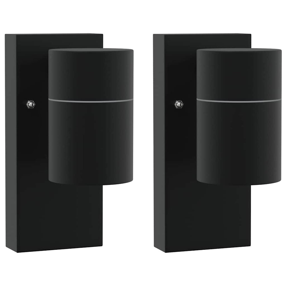 Vidaxl buiten wandlamp 2 st zwart 6,5 x 10,5 x 16 cm rvs en glas