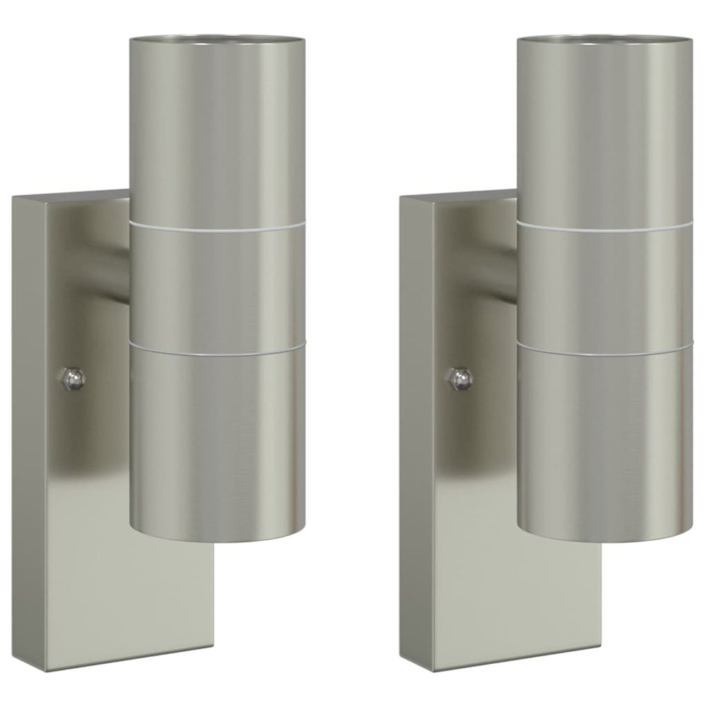 Vidaxl buiten wandlamp 2 st zilver 7 x 10 x 22 cm rvs en glas