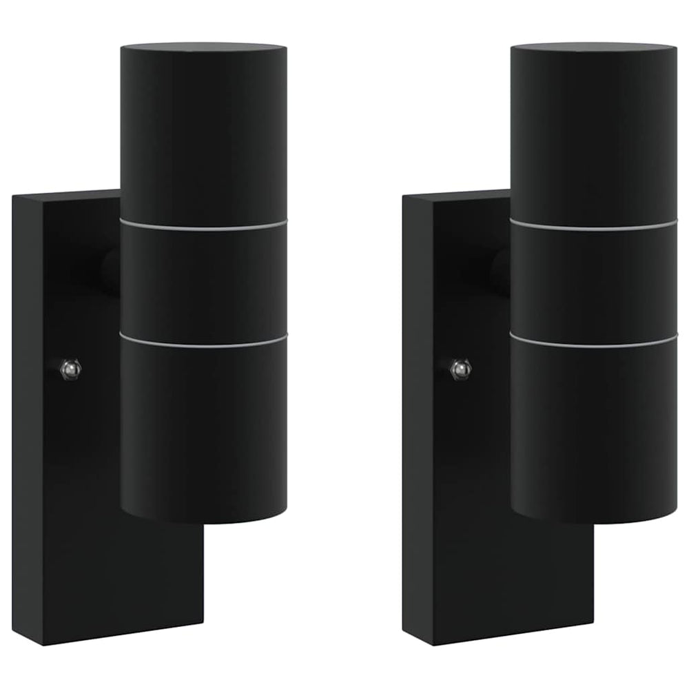 Vidaxl buiten wandlamp 2 st zwart 7 x 10 x 22 cm rvs en glas