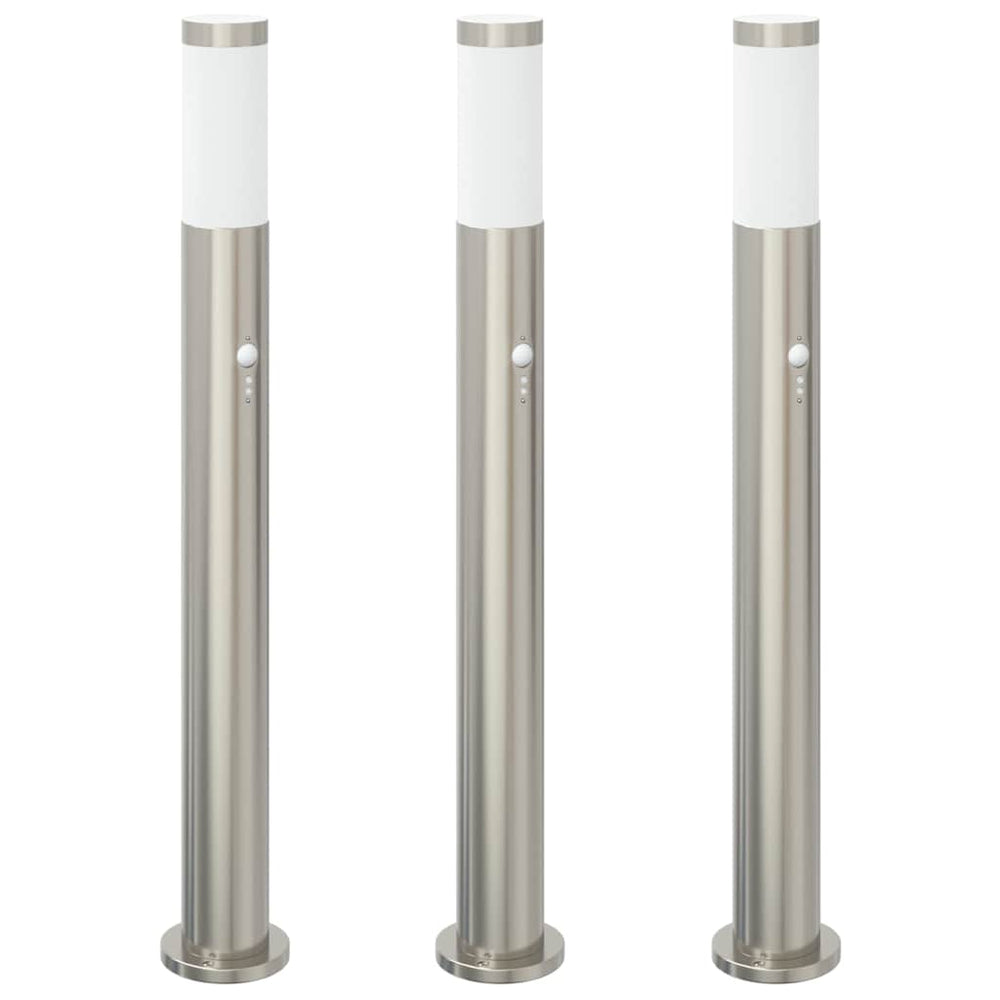 Vidaxl bolderverlichting met sensor 3 stuks 80 cm rvs ip44
