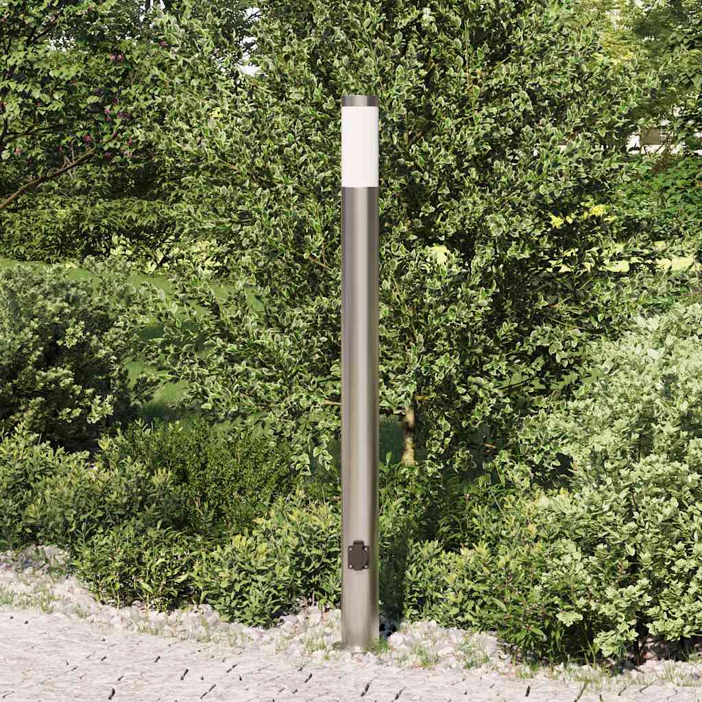 Vidaxl bolderarmatuur met stopcontact 110 cm rvs ip44