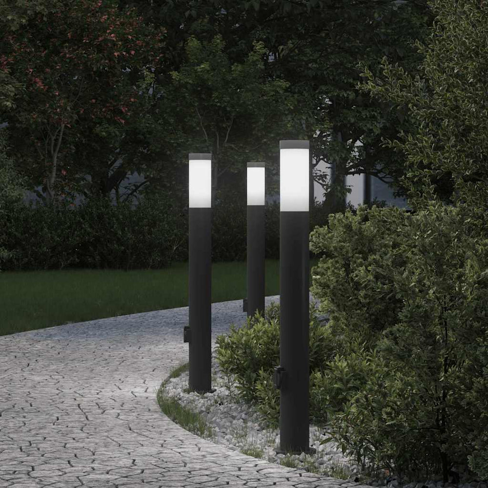 Vidaxl bolderverlichting met stopcontact 3 stuks 80 cm roestvrij staal ip44
