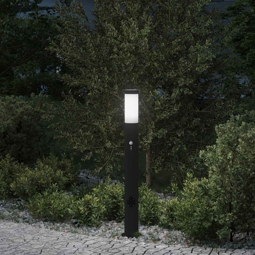 Vidaxl bolderarmatuur met sensor en stopcontact 80 cm roestvrij staal ip44