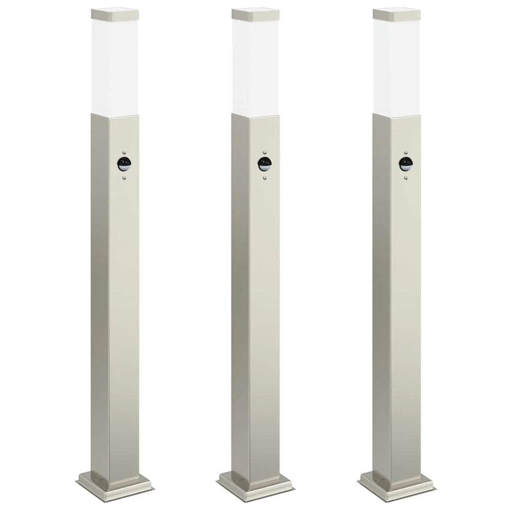 Vidaxl bolderverlichting met sensor 3 stuks 80 cm rvs ip44