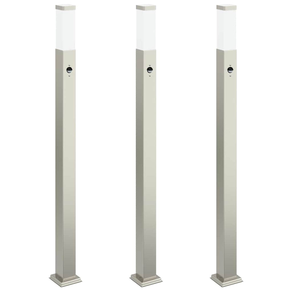 Vidaxl bolderverlichting met sensor 3 stuks 110 cm rvs ip44