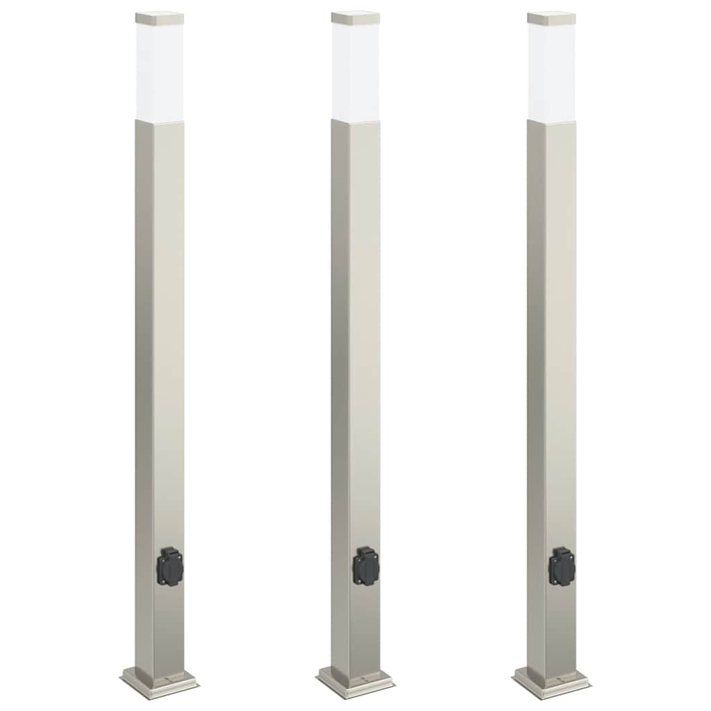 Vidaxl bolderverlichting met stopcontact 3 stuks 110 cm rvs ip44
