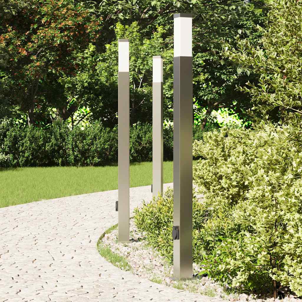 Vidaxl bolderverlichting met stopcontact 3 stuks 110 cm rvs ip44