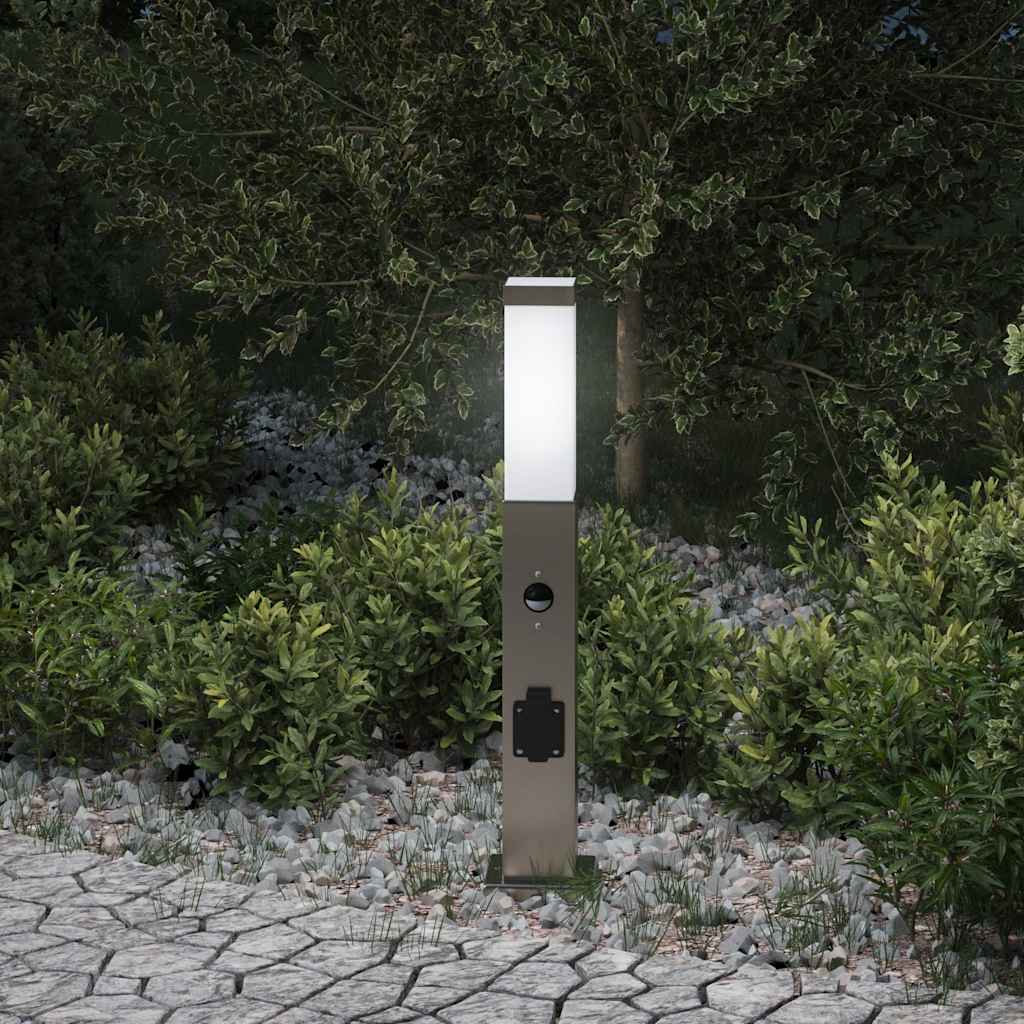 Vidaxl bolderverlichting met sensor en stopcontact 50 cm roestvrij staal ip44