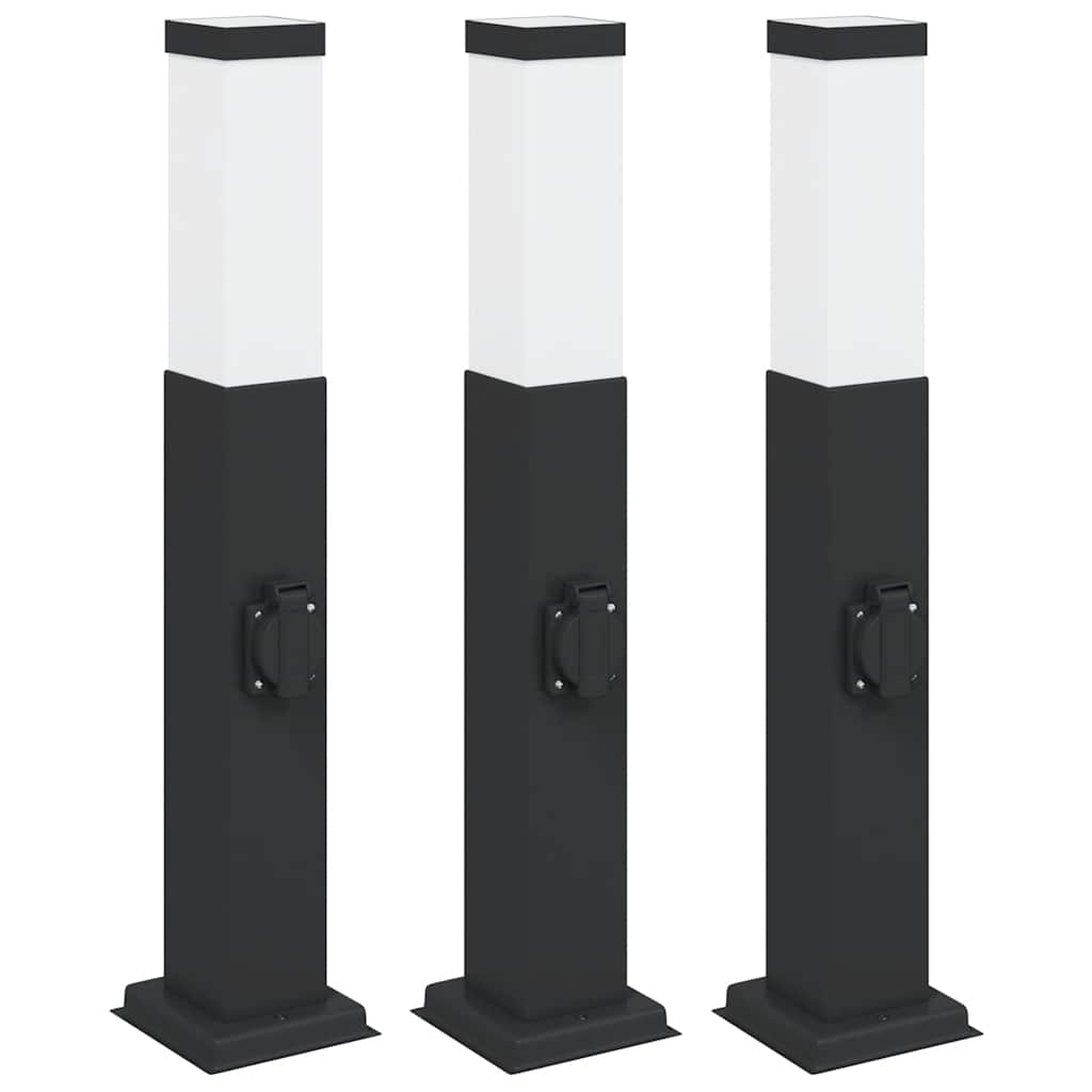 Vidaxl bolderverlichting met stopcontact 3 stuks 50 cm zwart ip44