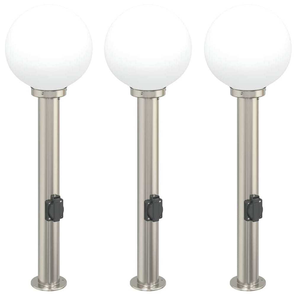 Vidaxl bolderverlichting met stopcontact 3 stuks 80 cm rvs ip44
