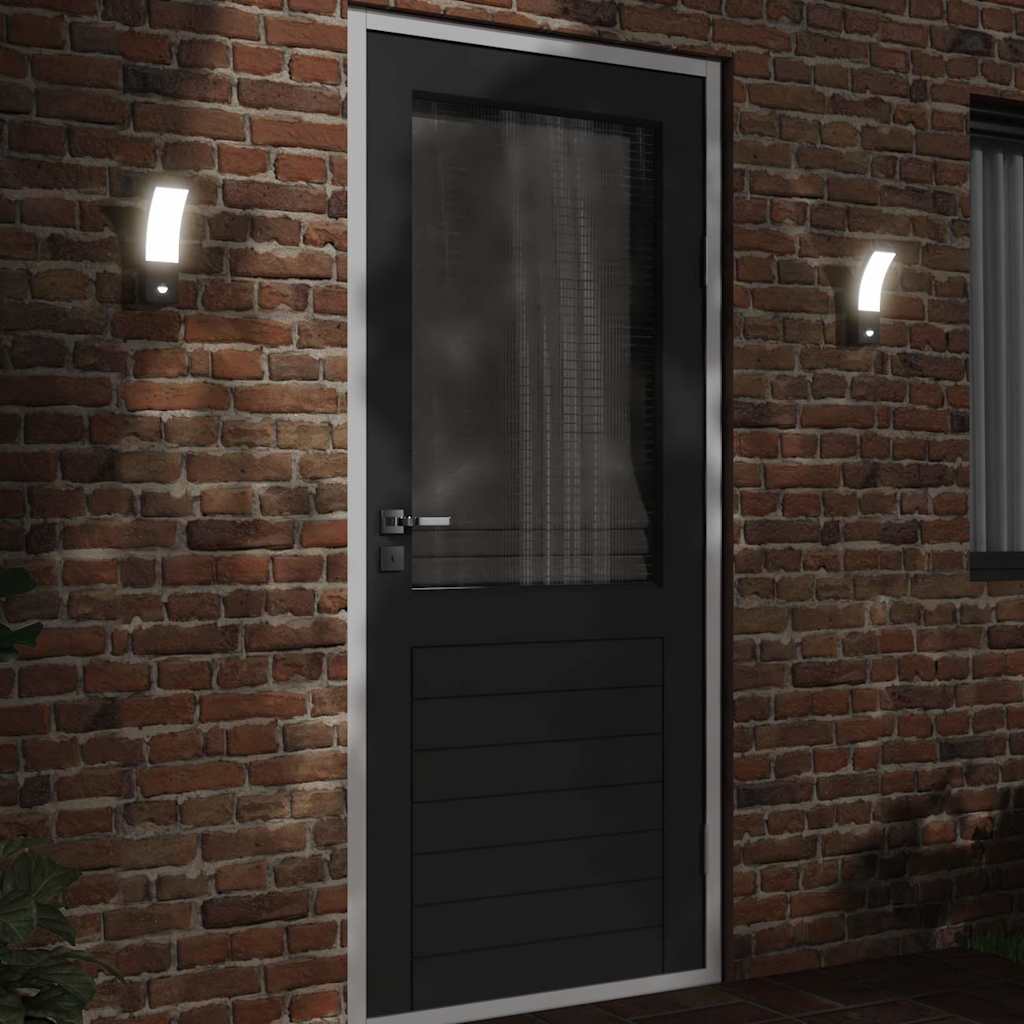 Vidaxl buitenwandlampen 2 st led met sensoren gegoten aluminium zwart