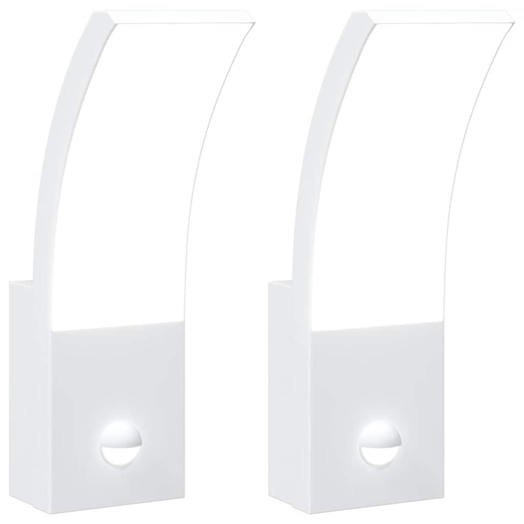 Vidaxl buitenwandlampen 2 st led met sensoren gegoten aluminium wit