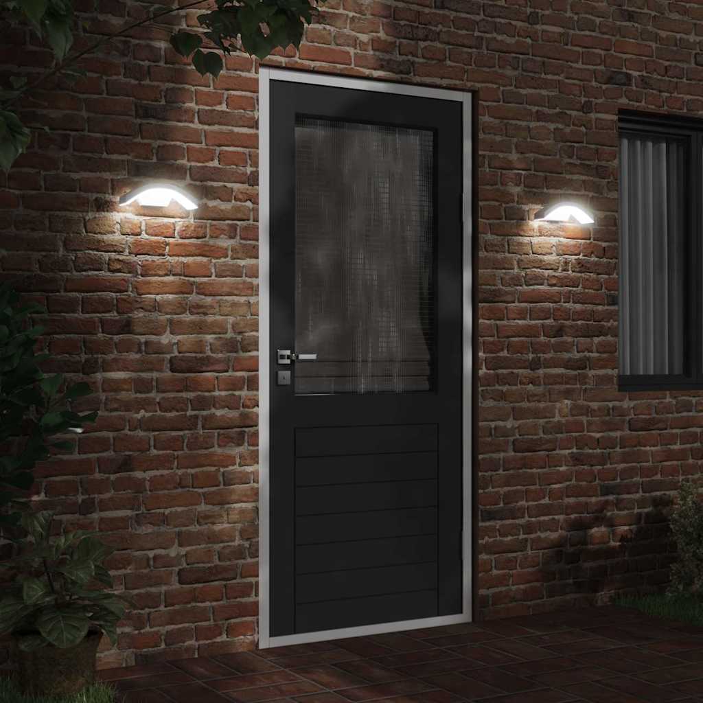 Vidaxl buitenwandlampen 2 st led met sensoren gegoten aluminium wit