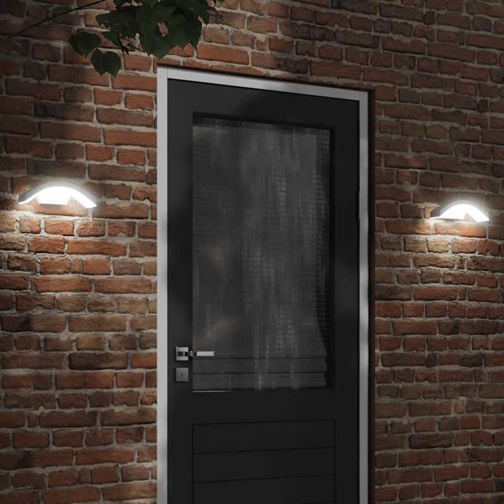 Vidaxl buitenwandlampen 2 st led met sensoren gegoten aluminium wit