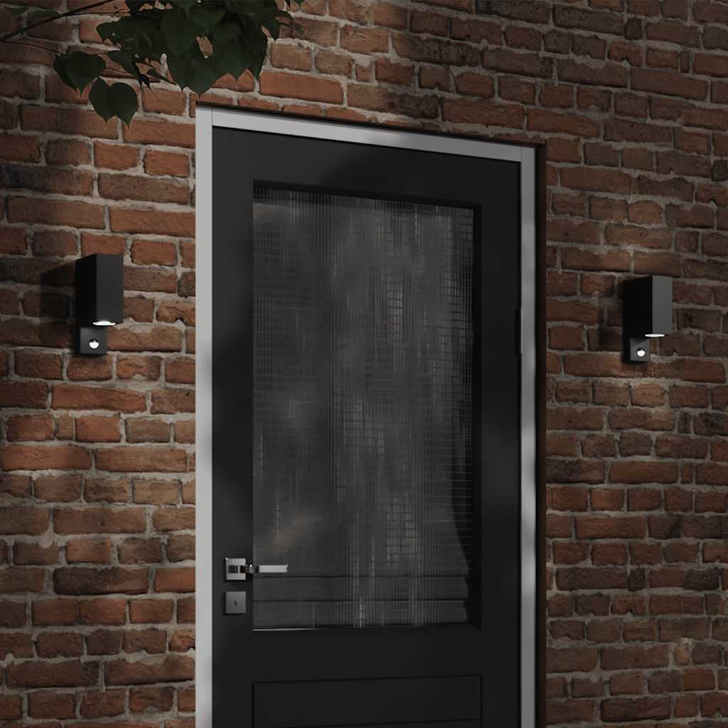 Vidaxl buitenwandlampen 2 st met sensoren gegoten aluminium zwart