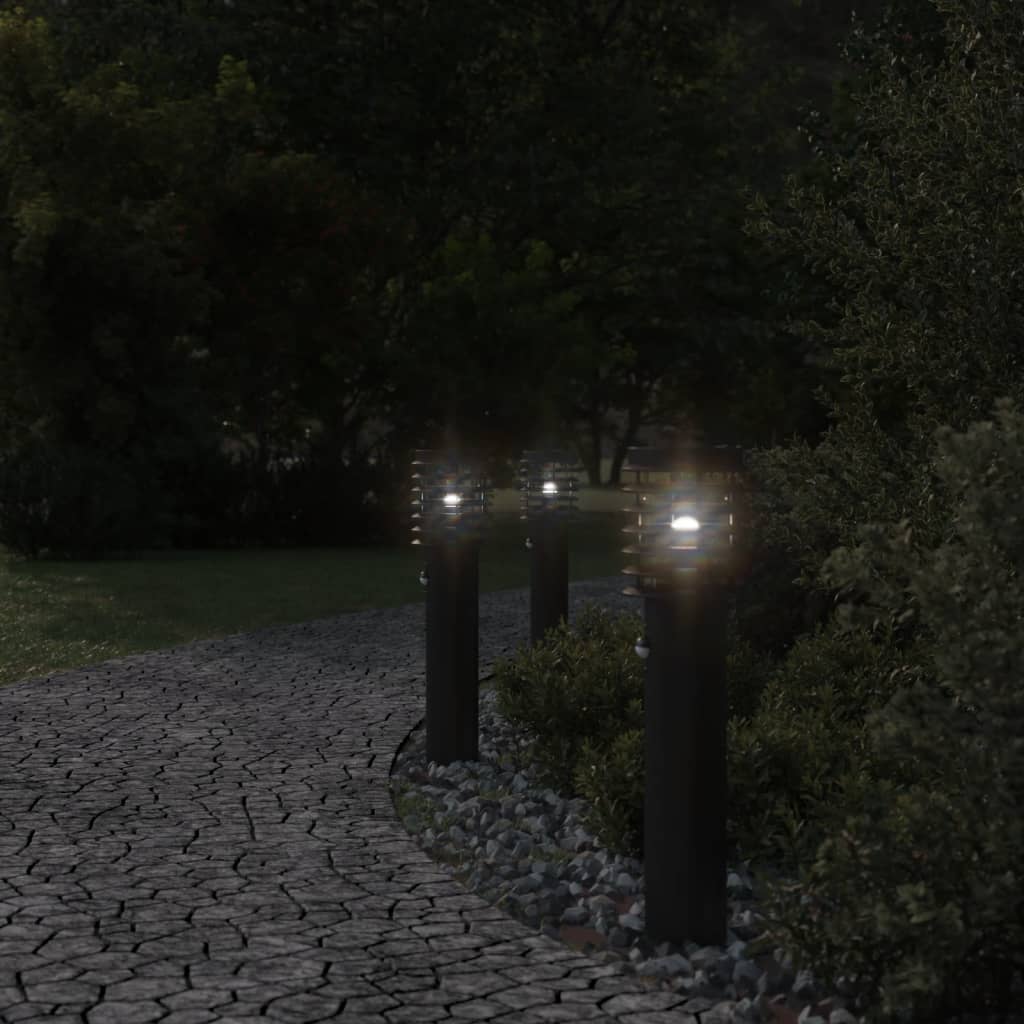 Vidaxl buitenvloerlampen 3 st met sensoren roestvrijstaal zwart