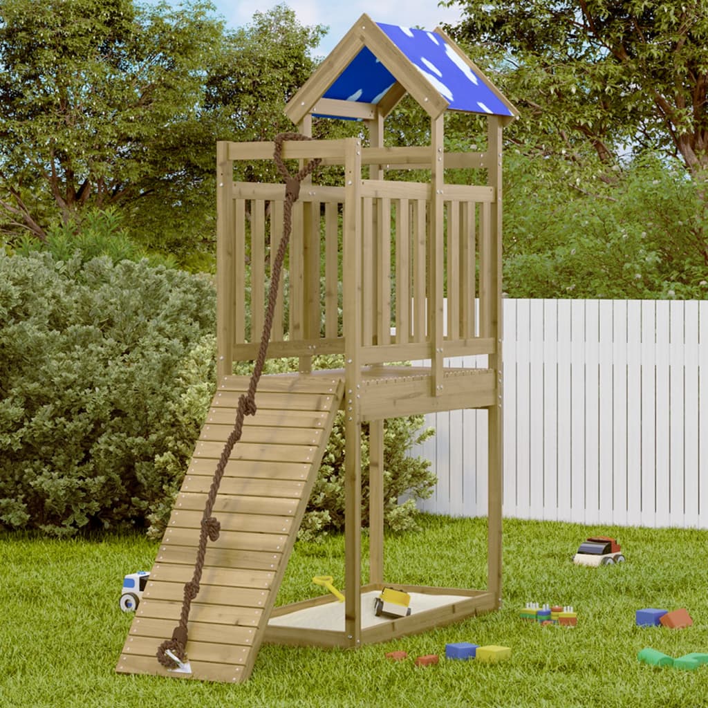 Vidaxl speeltoren 110,5x52,5x215 cm geïmpregneerd groenenhout