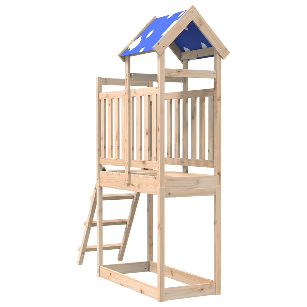 VidaXL Speeltoren met ladder 110,5x52,5x215 cm massief groenhout