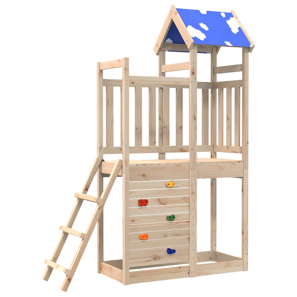 VidaXL Speeltoren met rotswand 110,5x52,5x215 cm massief groenhout