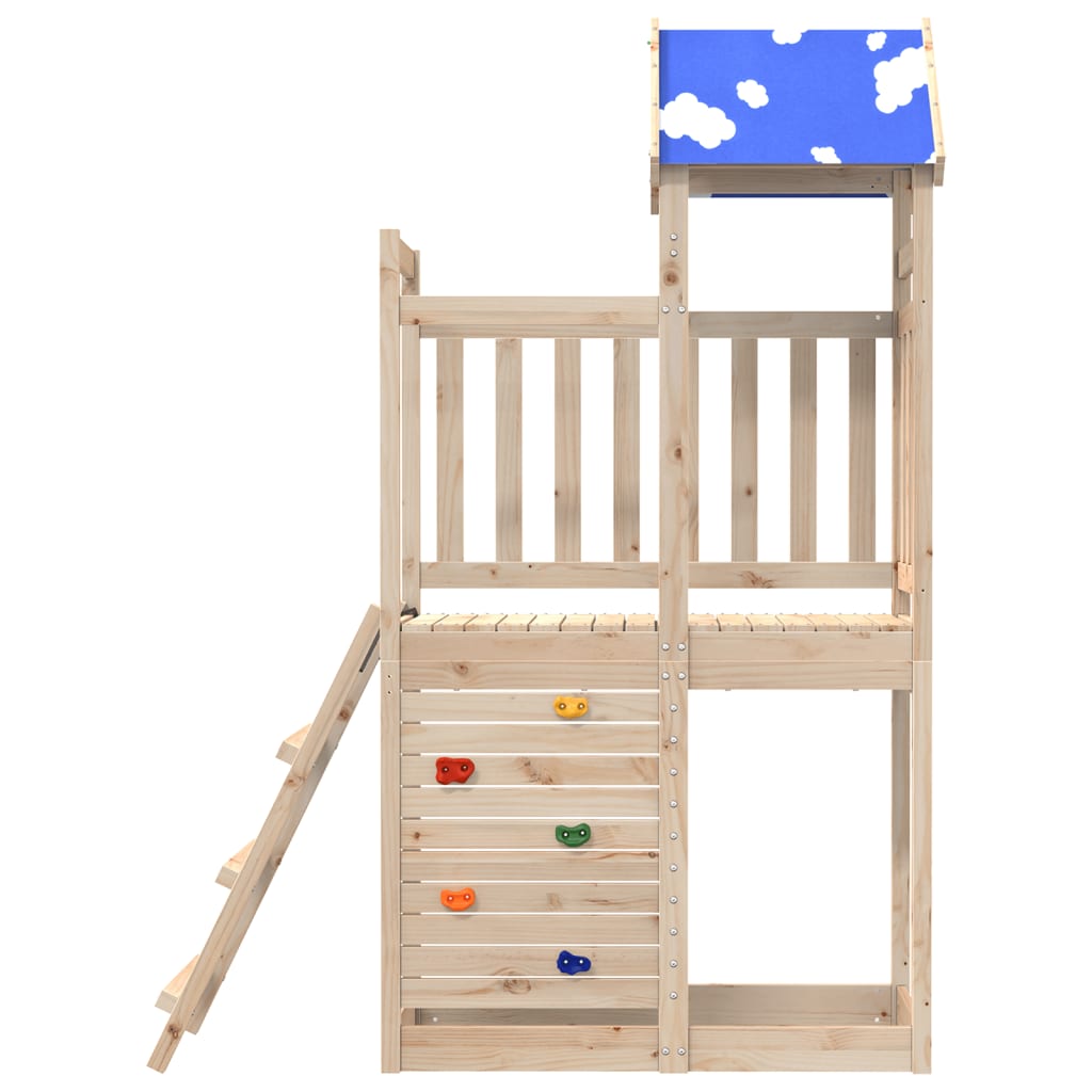 VidaXL Speeltoren met rotswand 110,5x52,5x215 cm massief groenhout