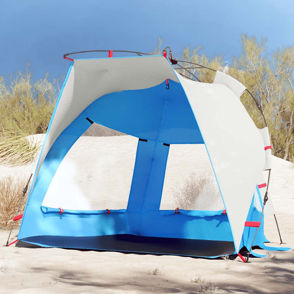 Vidaxl strandtent 2-persoons waterdichte snelontgrendeling azuurblauw